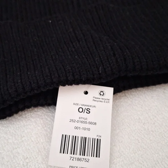 NEW Black Ribbed Winter Hat - Picture 2 of 3